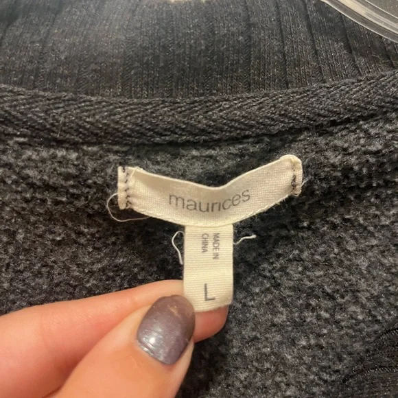 Women’s Gray and White Striped Pullover - Picture 2 of 3